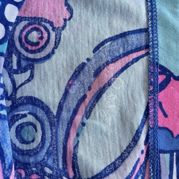 Lilly Pulitzer Women L Alida Boatneck 3/4 Sleeve Top Multi Sea Jewels Blue Pink - Picture 9 of 14